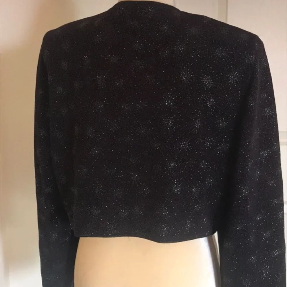 Vintage Onyx Nite Black Sparkle Blazer Size 18 - Picture 5 of 9